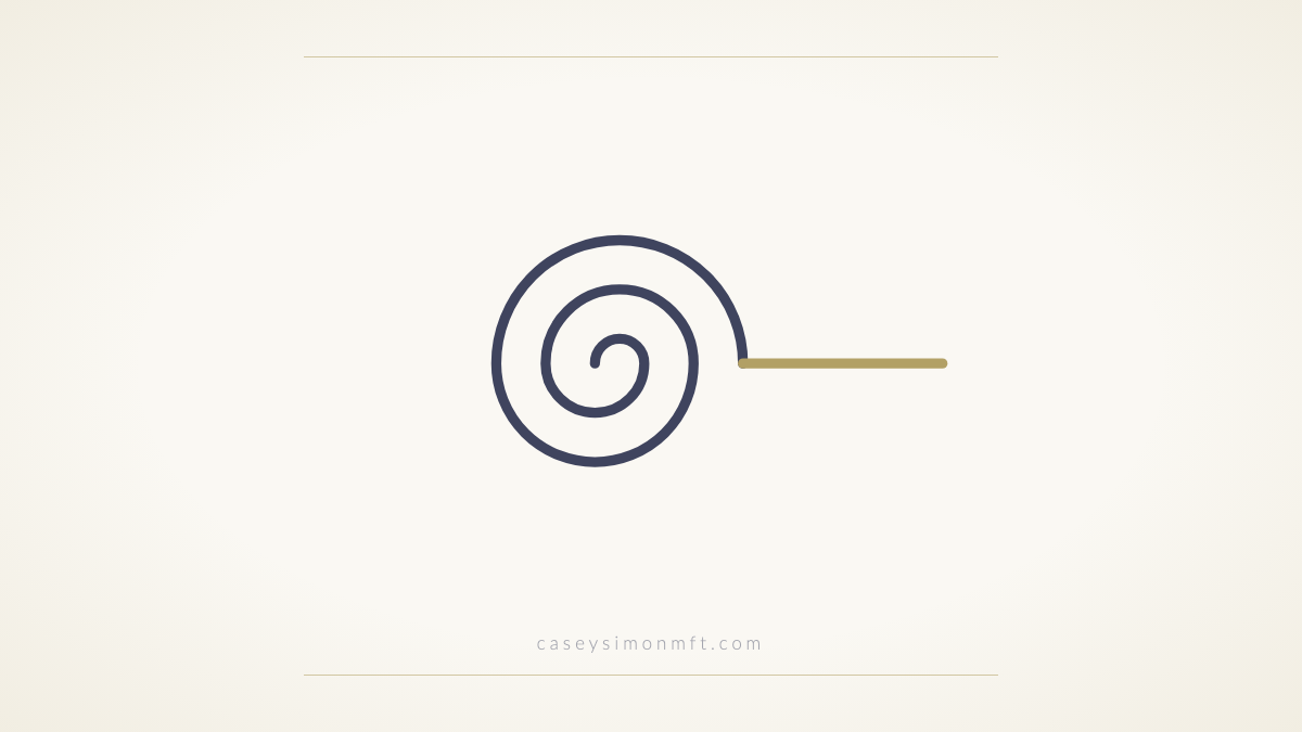 Spiral unwinding into a straight gold line