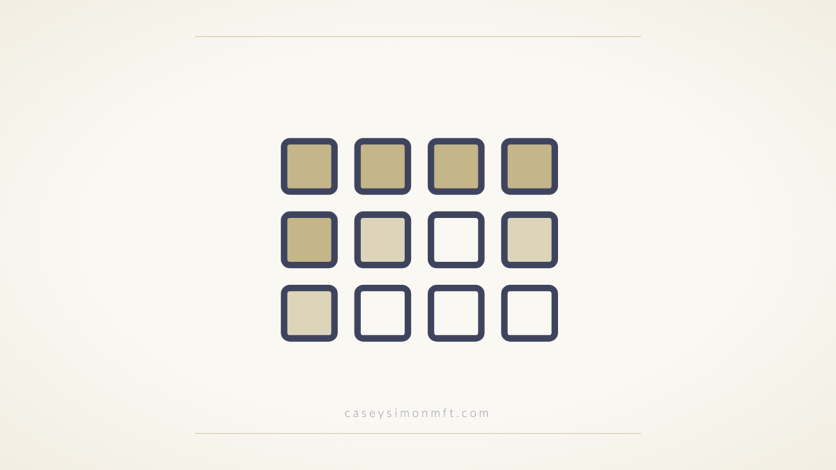 Grid of twelve window squares with the lights going out one by one