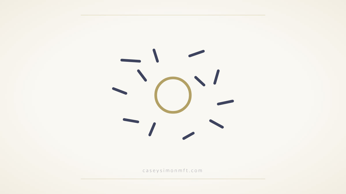Scattered slate dashes surrounding a steady gold circle
